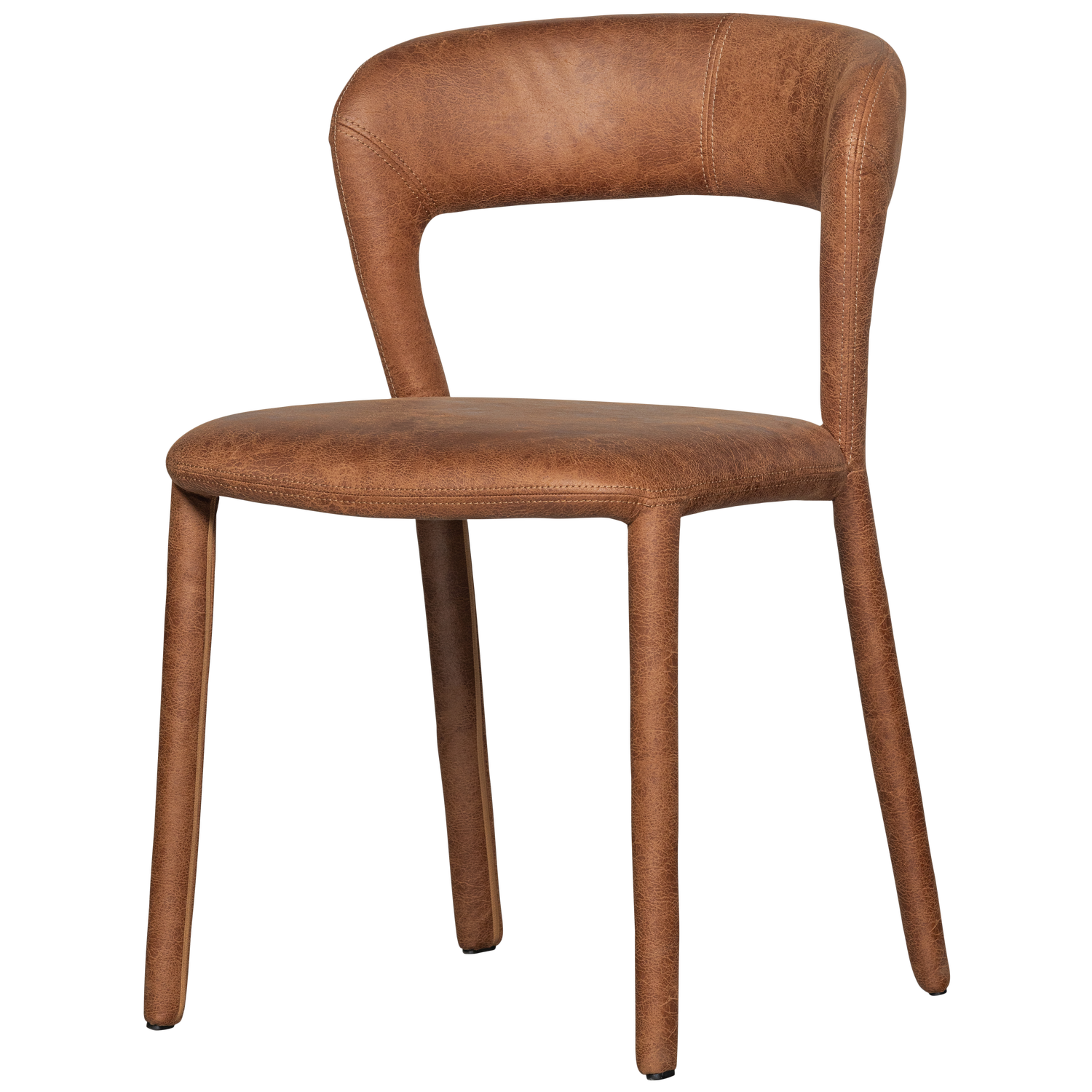NOBLE EETKAMERSTOEL LEERLOOK COGNAC