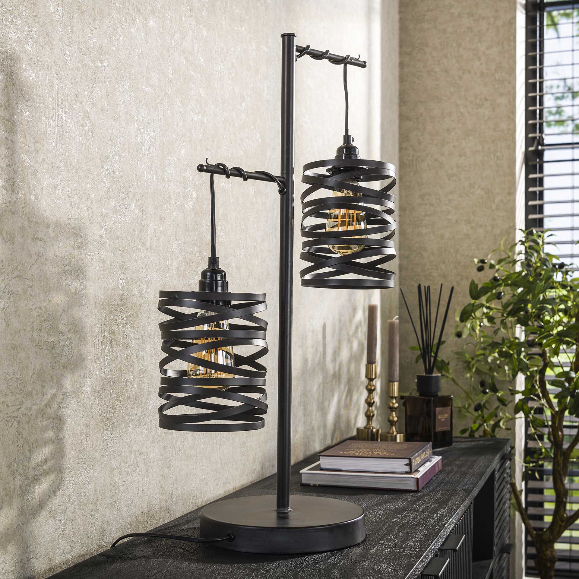 Tafellamp 2L spindle / Slate grey