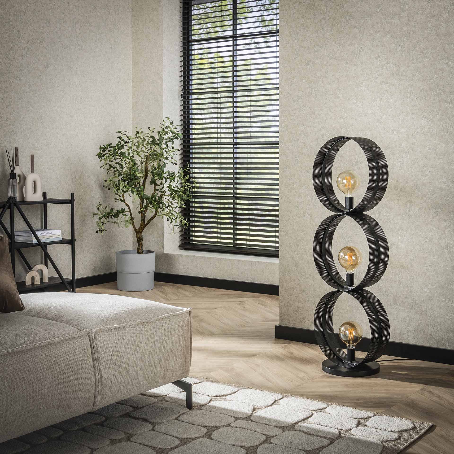 Vloerlamp 3L ring geperforeerd / Charcoal