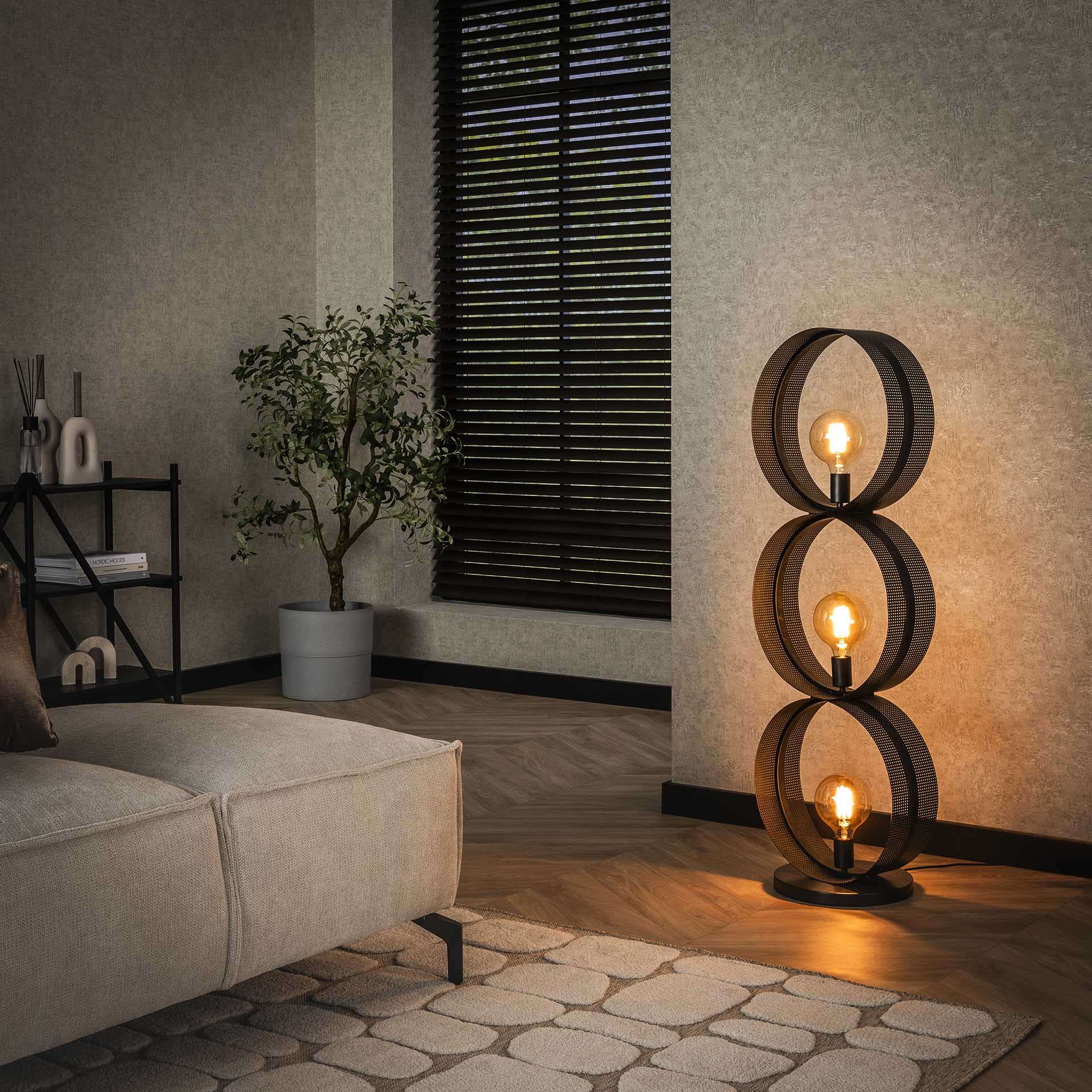 Vloerlamp 3L ring geperforeerd / Charcoal