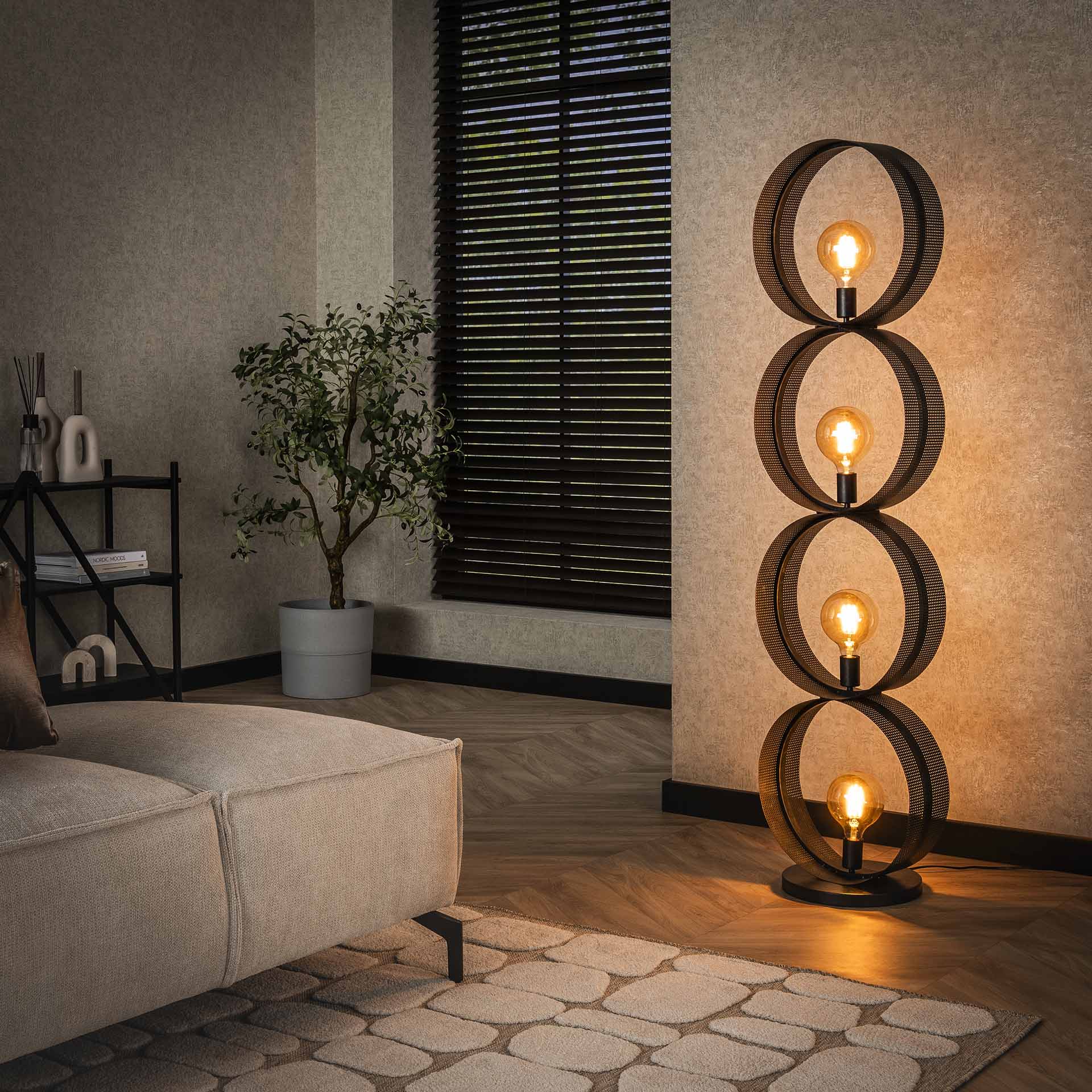 Vloerlamp 4L ring geperforeerd / Charcoal