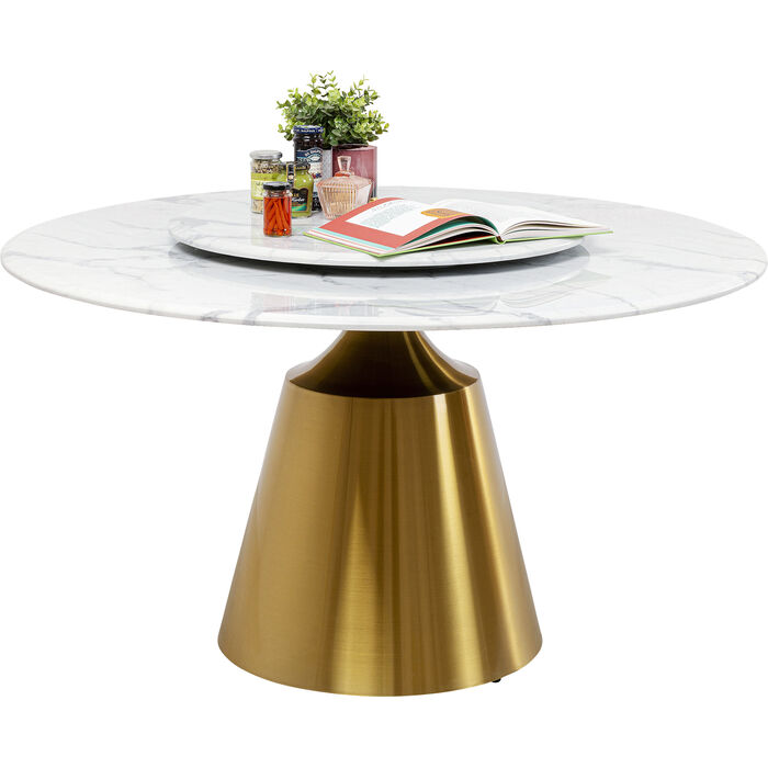 Eettafel Lucia Ø135cm wit en goud Kare Design