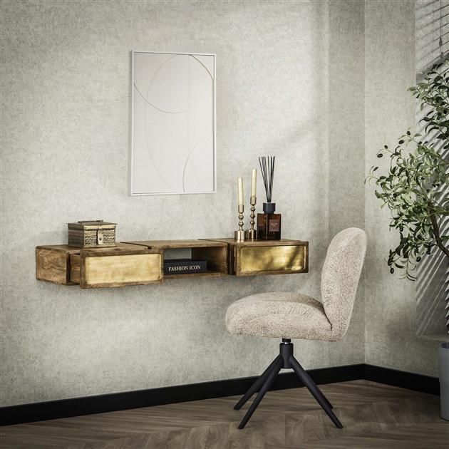 Kaptafel 2L brass / Massief mango zandkleur