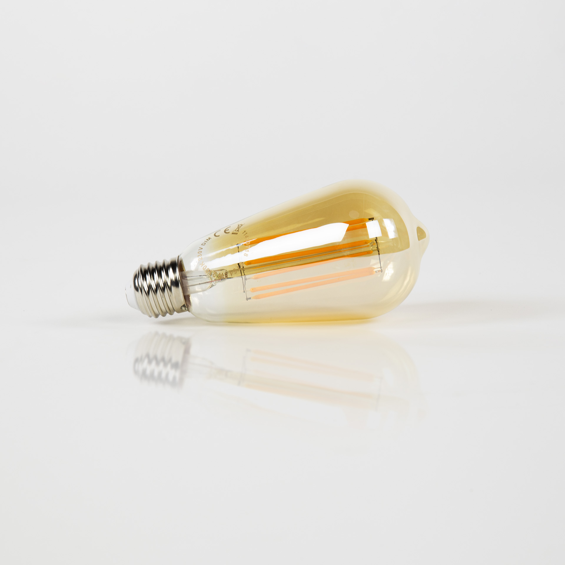 Lichtbron LED [ST64] filament druppel - E27 6W 2100K 450lm dimbaar / Amberkleurig glas