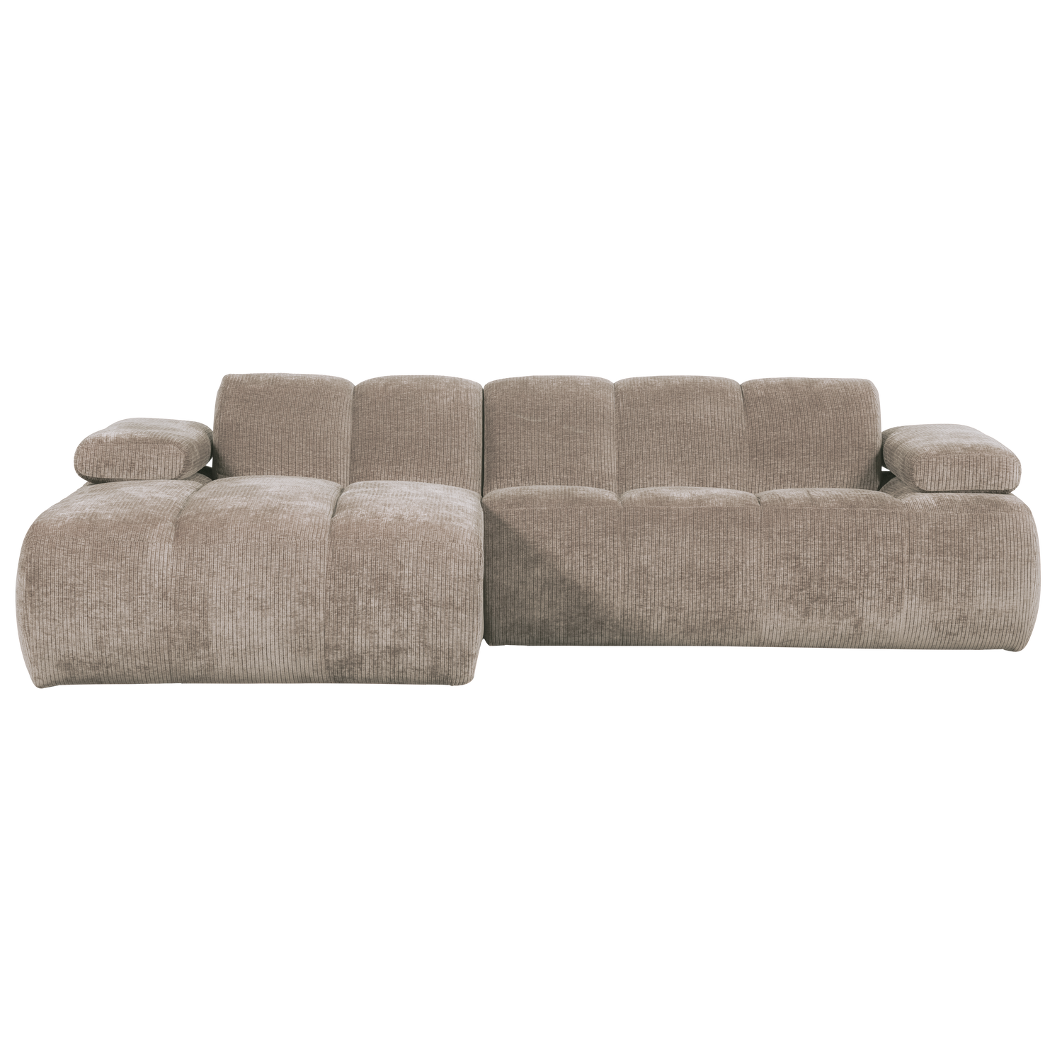 MOJO CHAISE LONGUE LINKS GEWEVEN RIBSTOF DONKERZAND