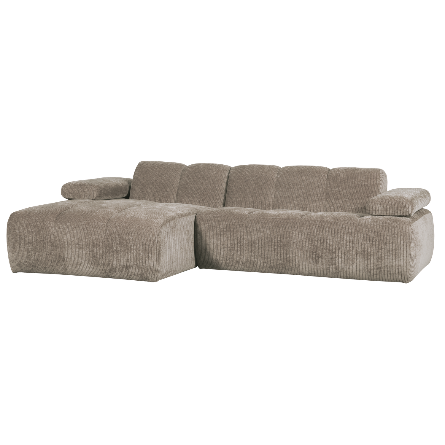 MOJO CHAISE LONGUE LINKS GEWEVEN RIBSTOF DONKERZAND