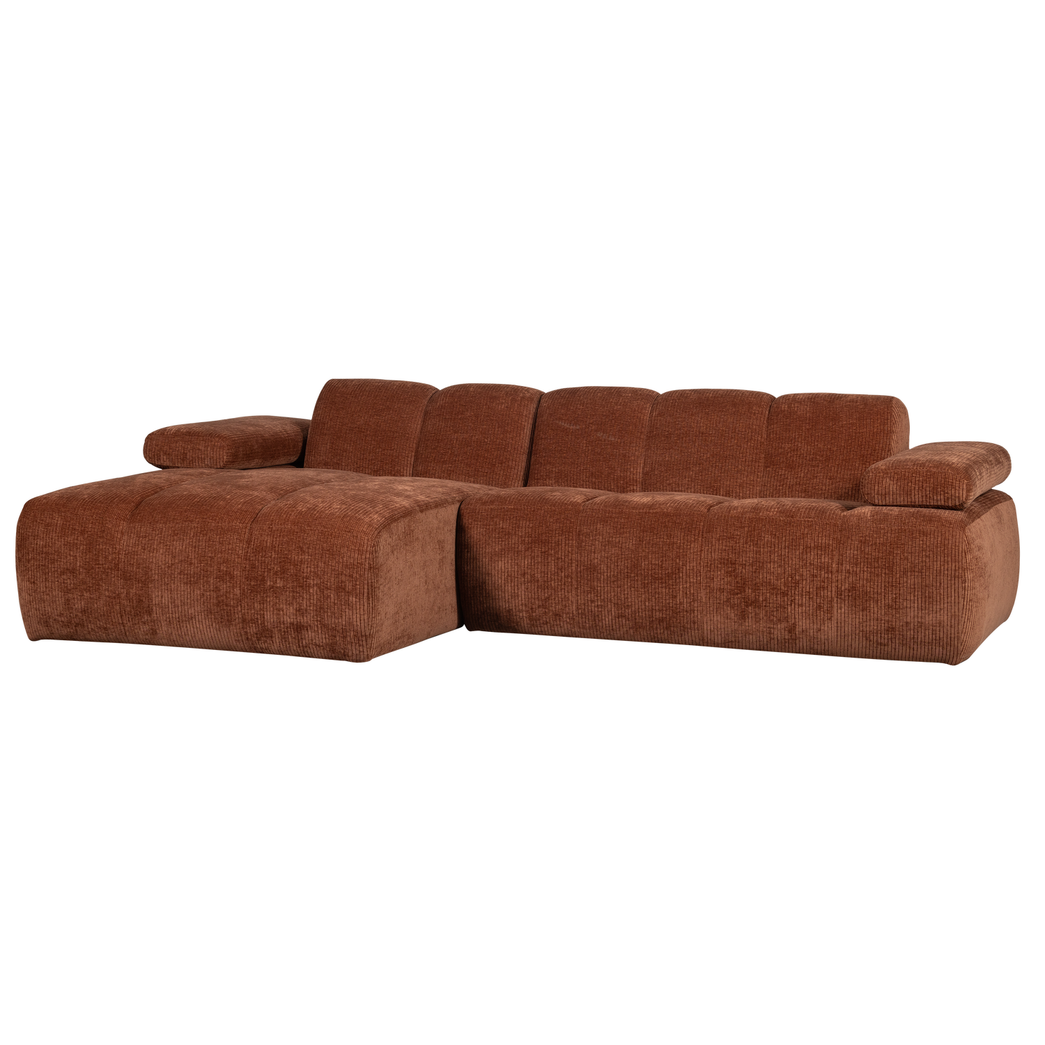 MOJO CHAISE LONGUE LINKS GEWEVEN RIBSTOF ROESTBRUIN
