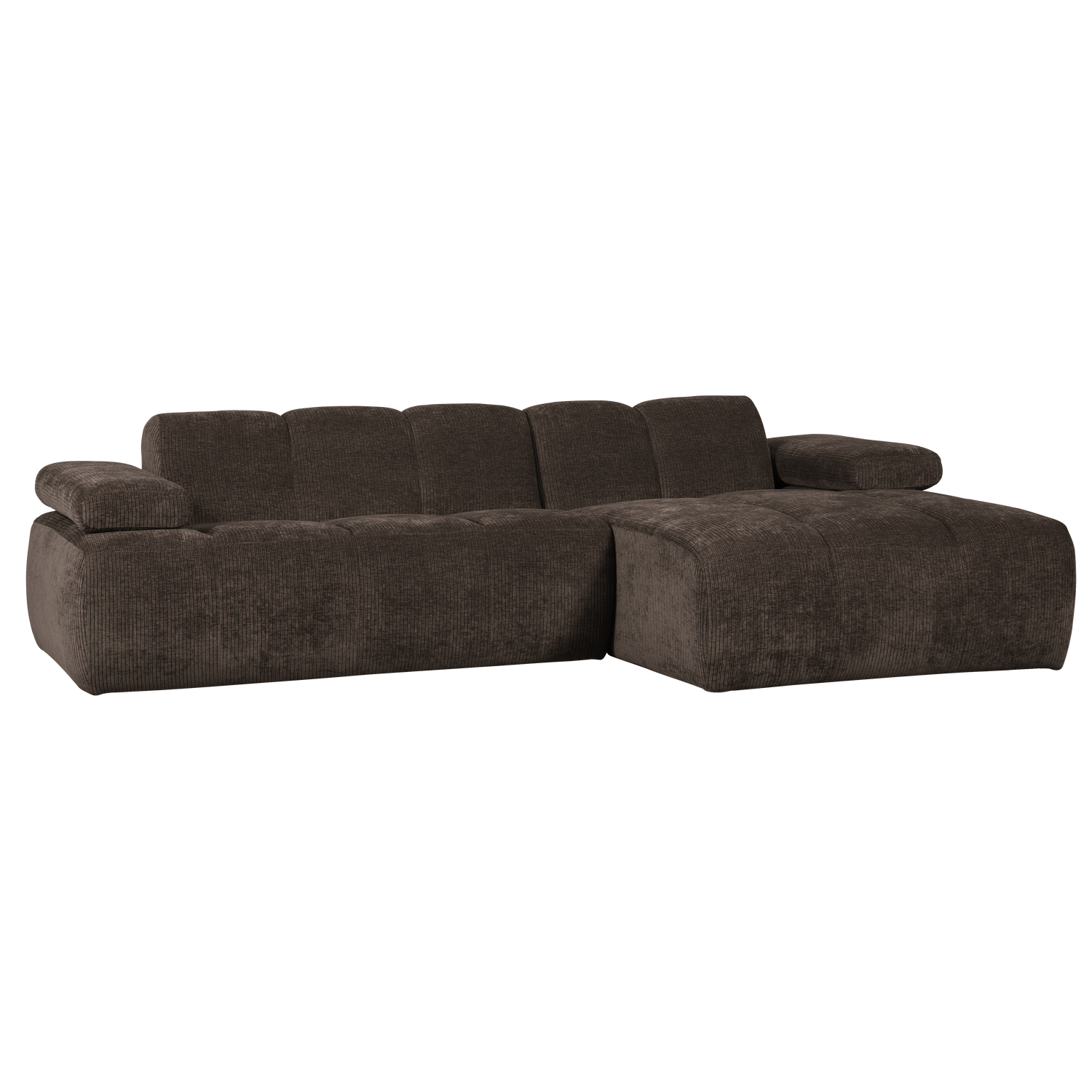 MOJO CHAISE LONGUE RECHTS GEWEVEN RIBSTOF BRUIN