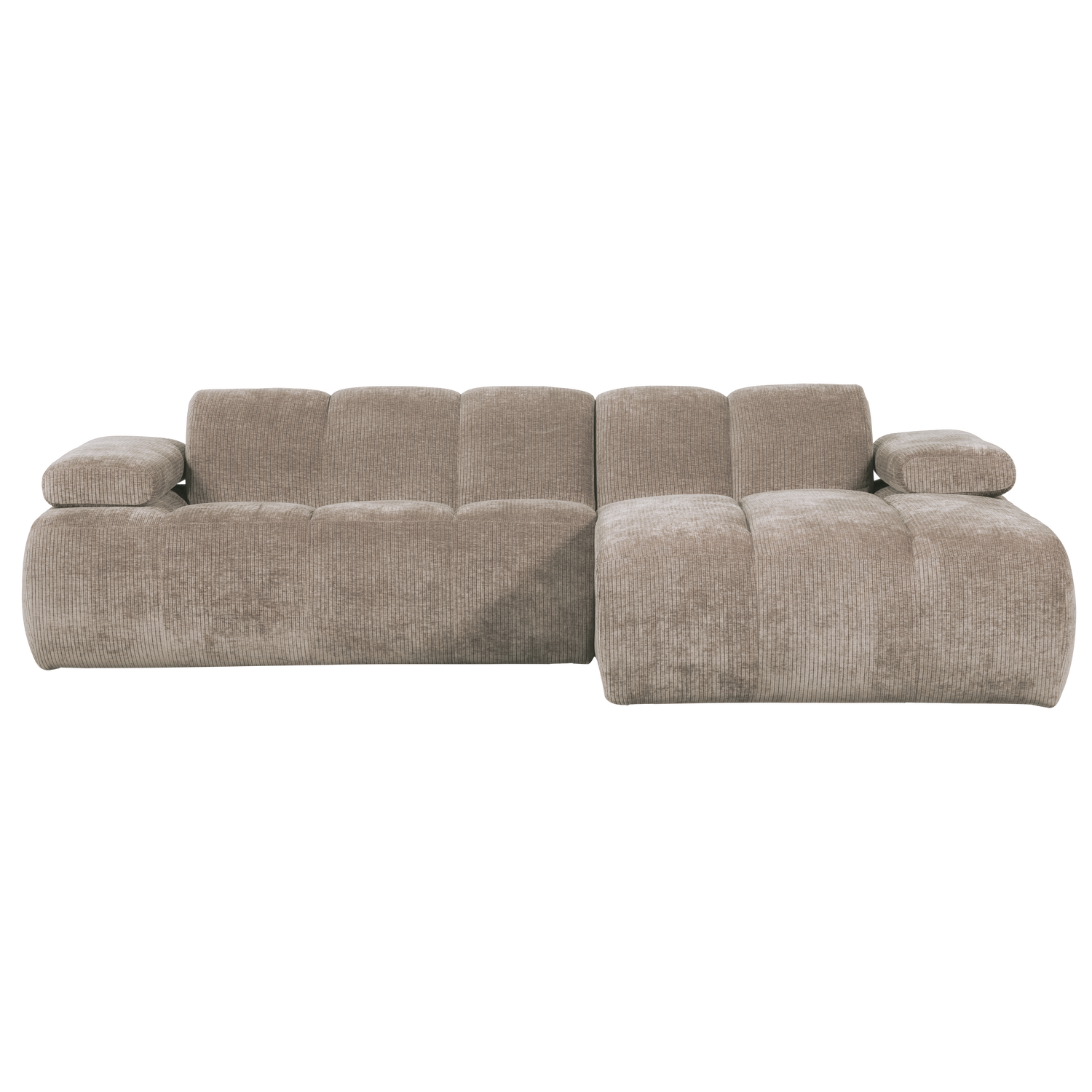 MOJO CHAISE LONGUE RECHTS GEWEVEN RIBSTOF DONKERZAND