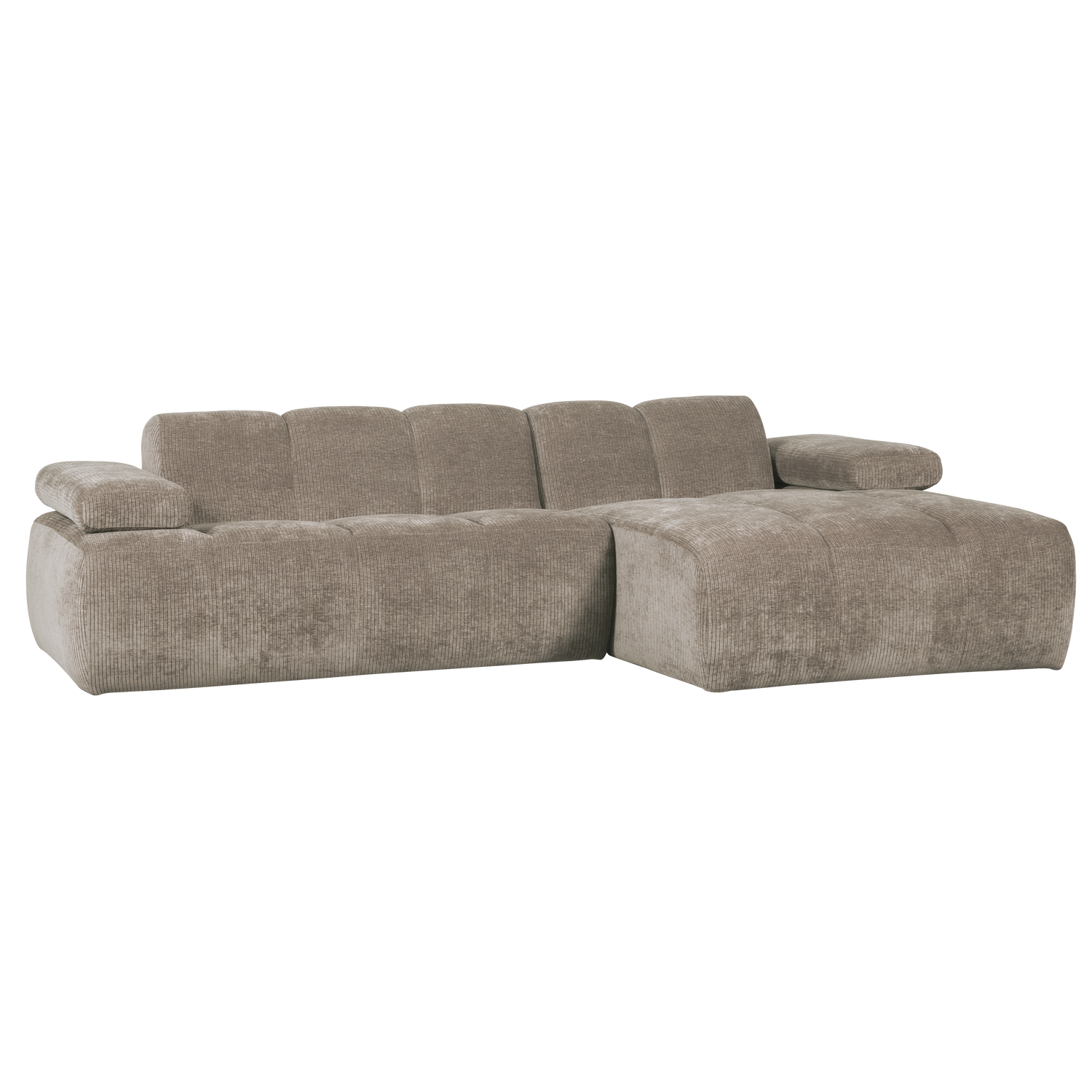 MOJO CHAISE LONGUE RECHTS GEWEVEN RIBSTOF DONKERZAND