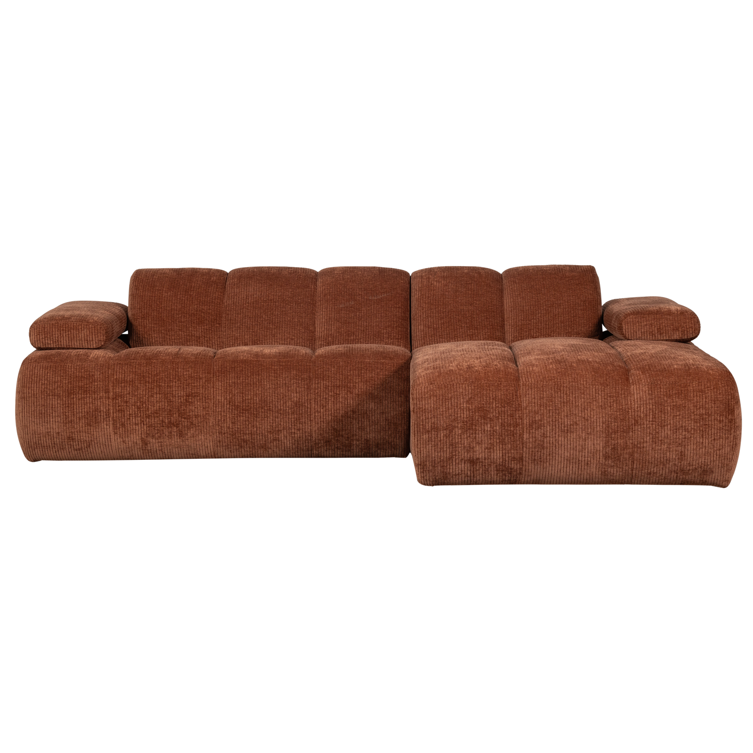 MOJO CHAISE LONGUE RECHTS GEWEVEN RIBSTOF ROESTBRUIN
