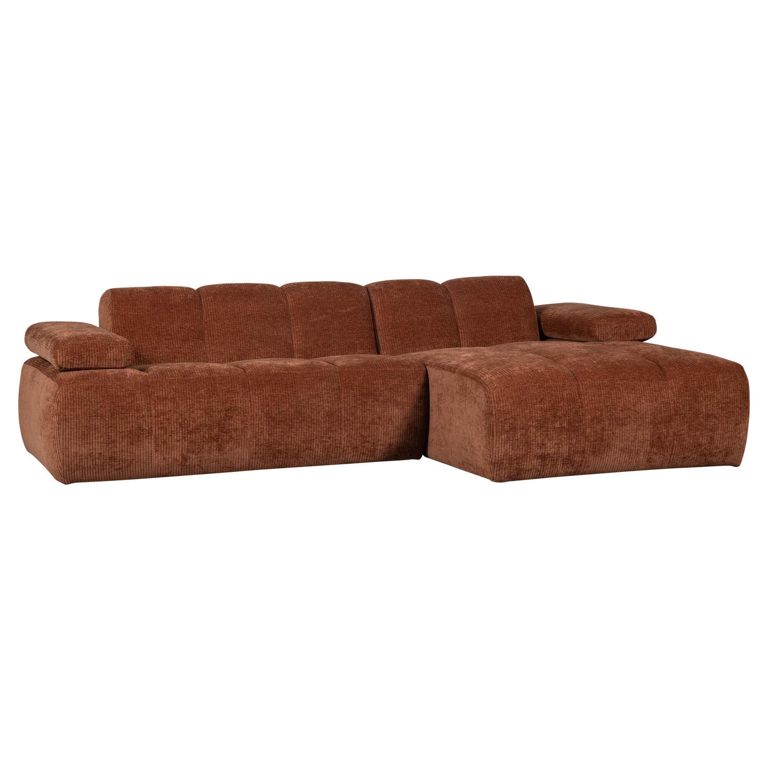 MOJO CHAISE LONGUE RECHTS GEWEVEN RIBSTOF ROESTBRUIN