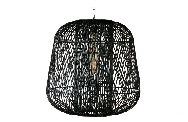Showroommodel, zelf afhalen! Moza Hanglamp Bamboe Zwart 100x100cm