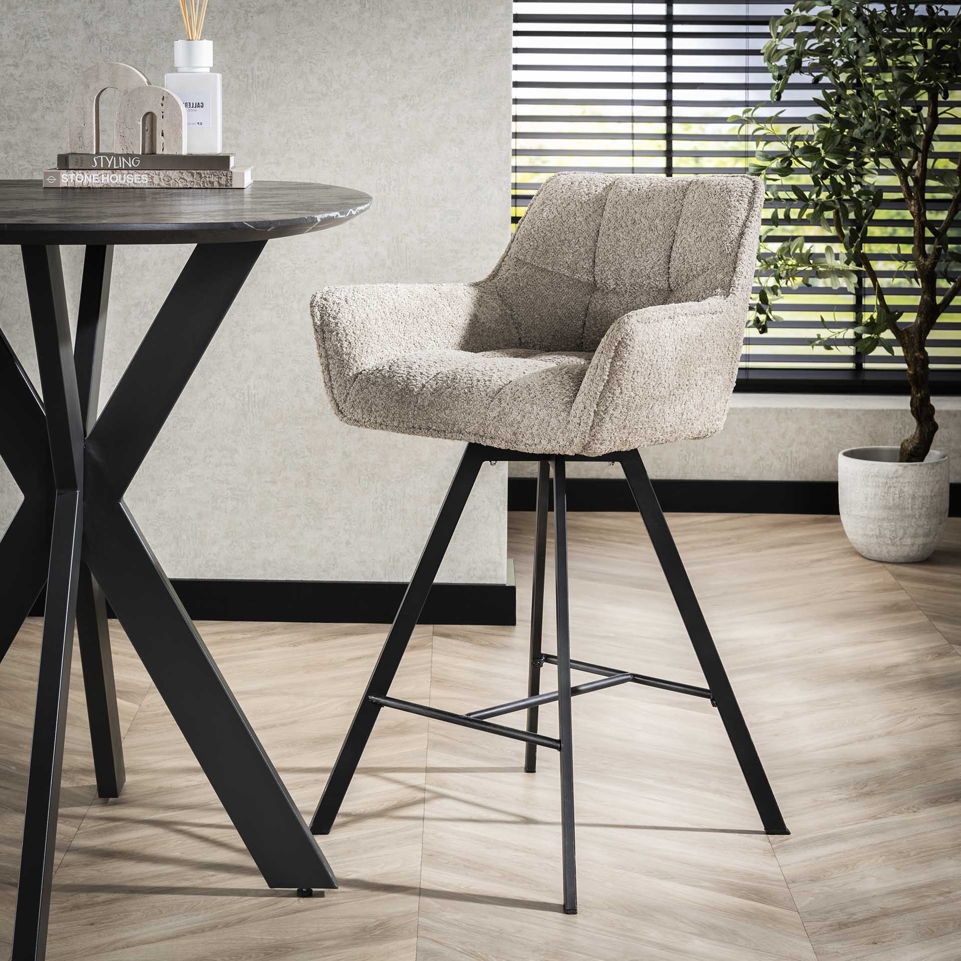 Barstoel raster draaibaar Boucle zandkleur ZH67cm
