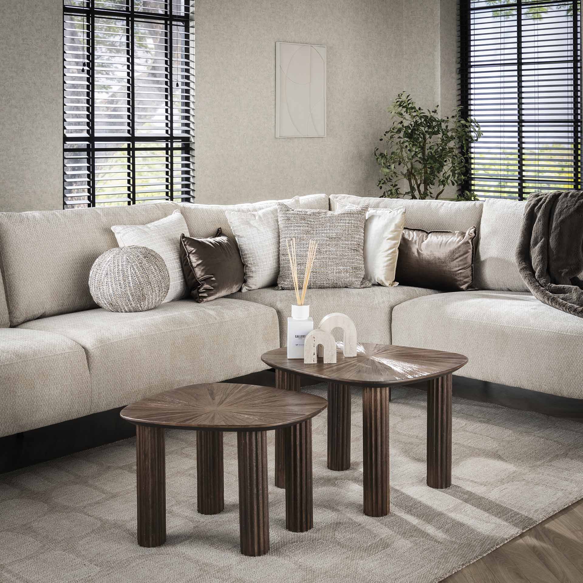 Bijzettafel set/2 XL Maya teak / Teak rust brown