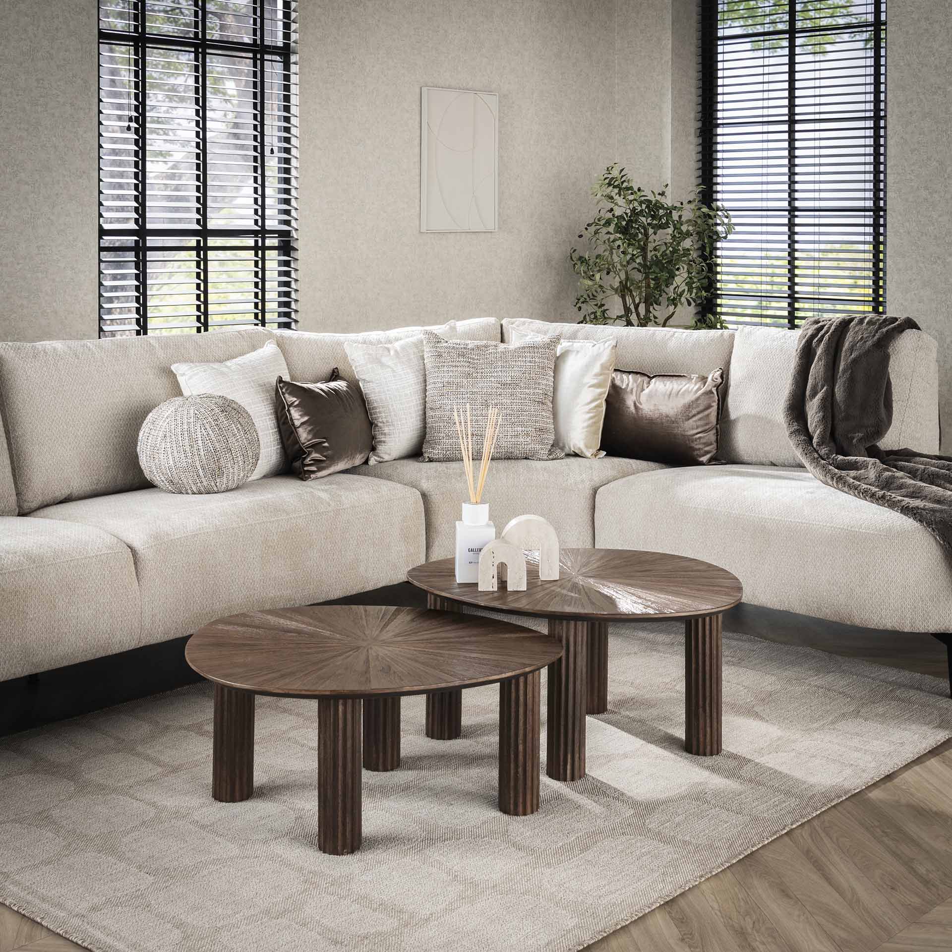 Bijzettafel set/2 vierhoekig Maya teak / Teak rust brown