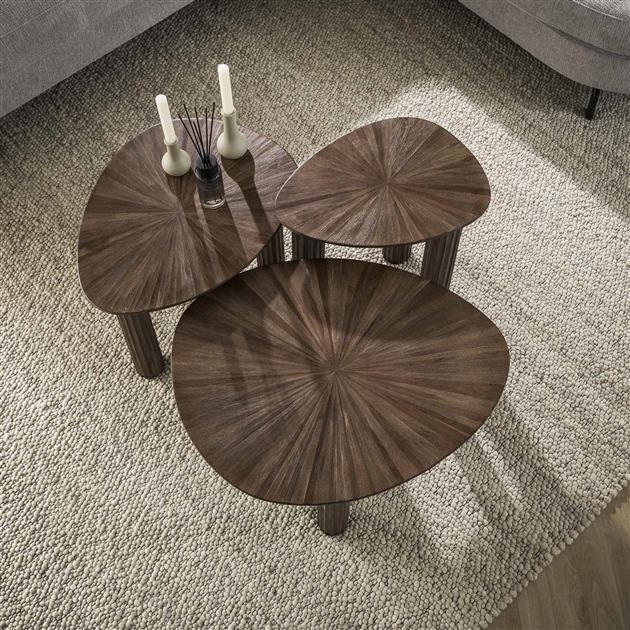 Bijzettafel set/3 driehoek Maya teak / Teak rust brown