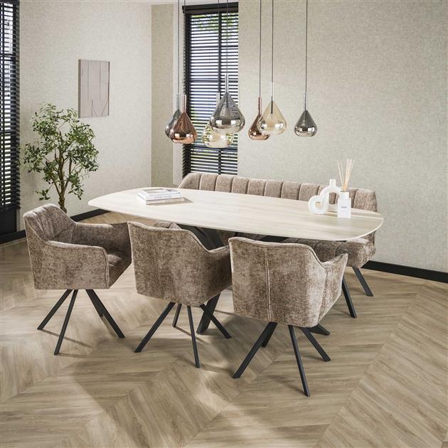 Eetkamertafel 215 deens ovaal Romano / Travertine 3D ceramics