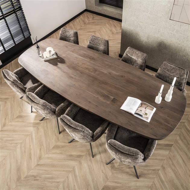 Eetkamertafel 300 arcadia oval / Massief acacia drift brown