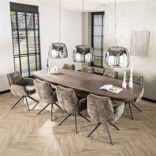 Eetkamertafel 300 arcadia oval / Massief acacia drift brown