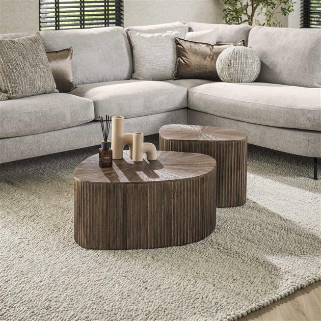 Salontafel set/2 XL driehoek Maya teak / Teak rust brown
