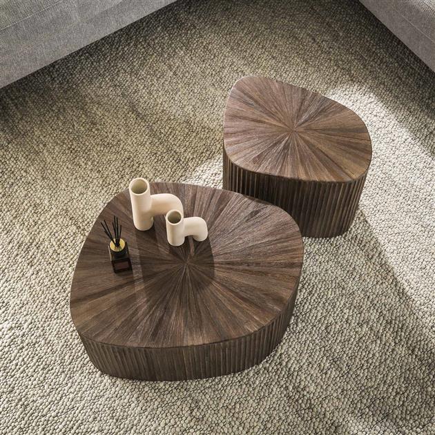 Salontafel set/2 XL driehoek Maya teak / Teak rust brown