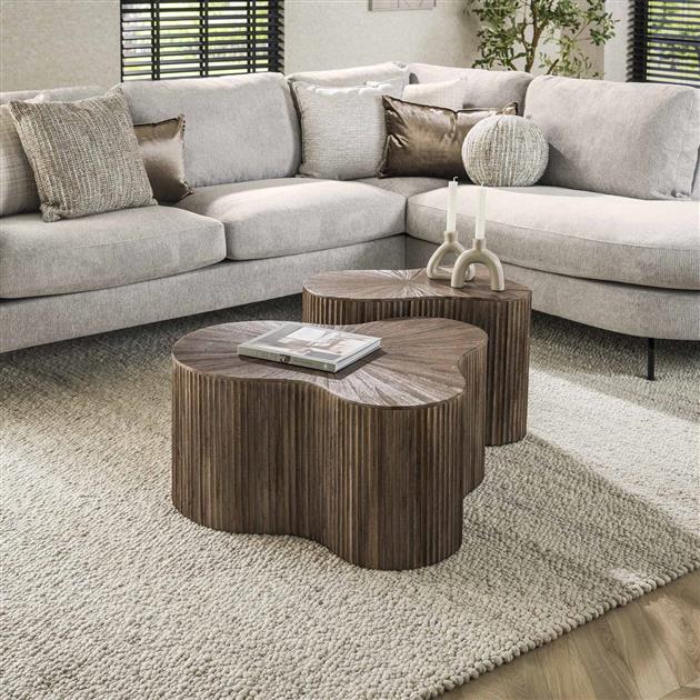 Salontafel set/2 shamrock Maya teak / Teak rust brown