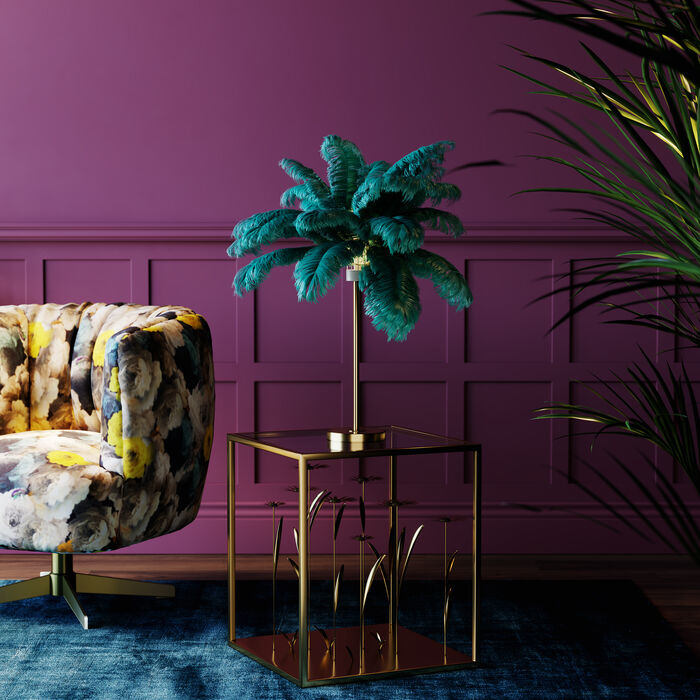 Showroommodel, zelf afhalen! Tafellamp Veer Palm Groen/Blauw 60cm