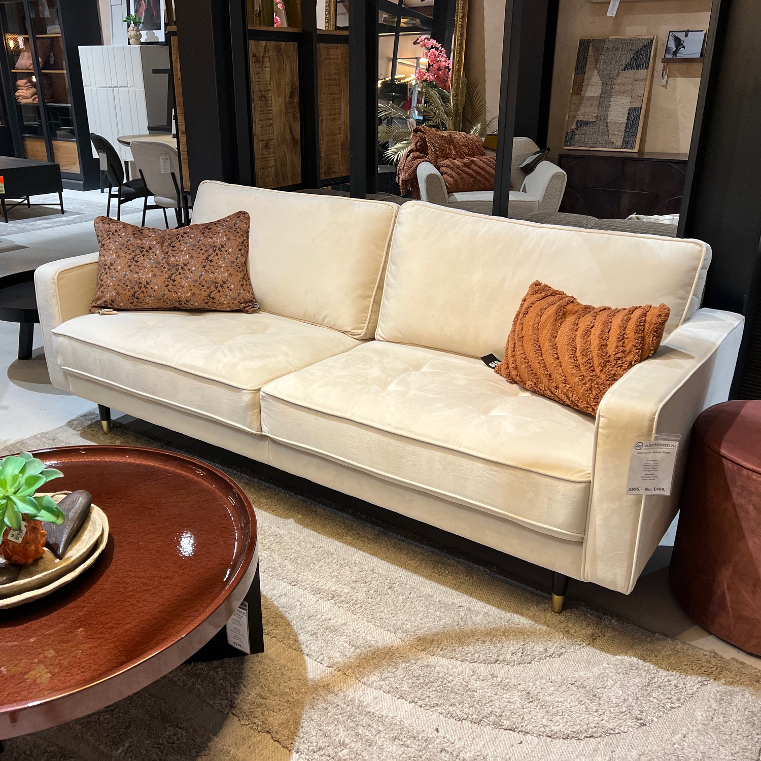 Sofa Miki 3-zits Velvet Pearl White