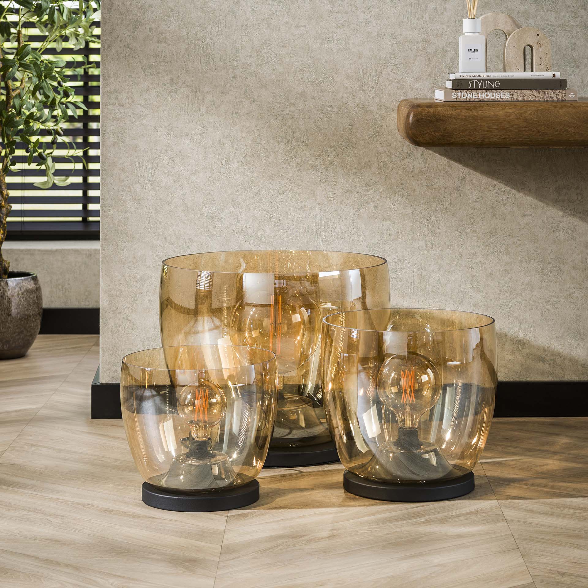 Vloerlamp UP XL / Amber color glas