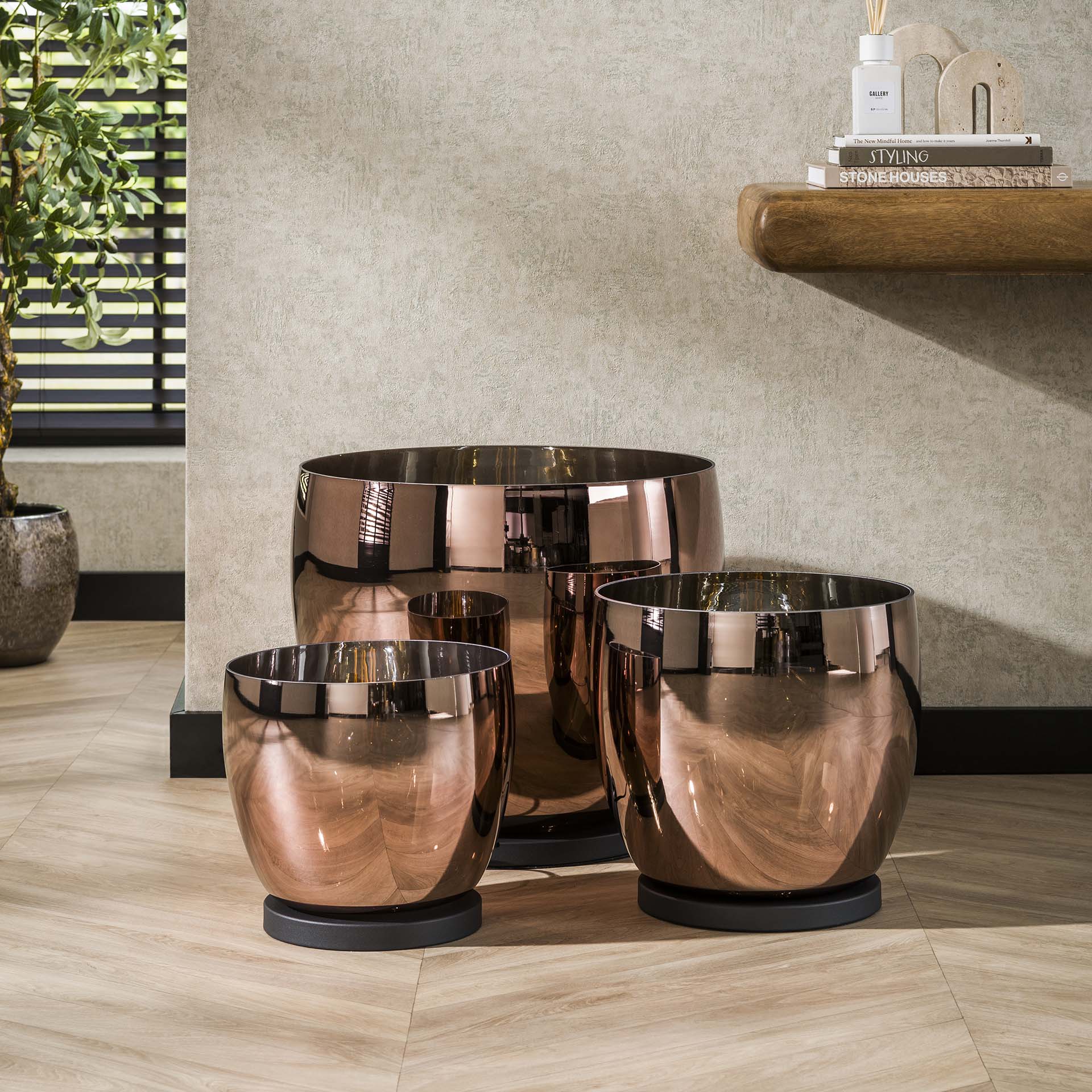 Vloerlamp UP XXL / Copper color glas