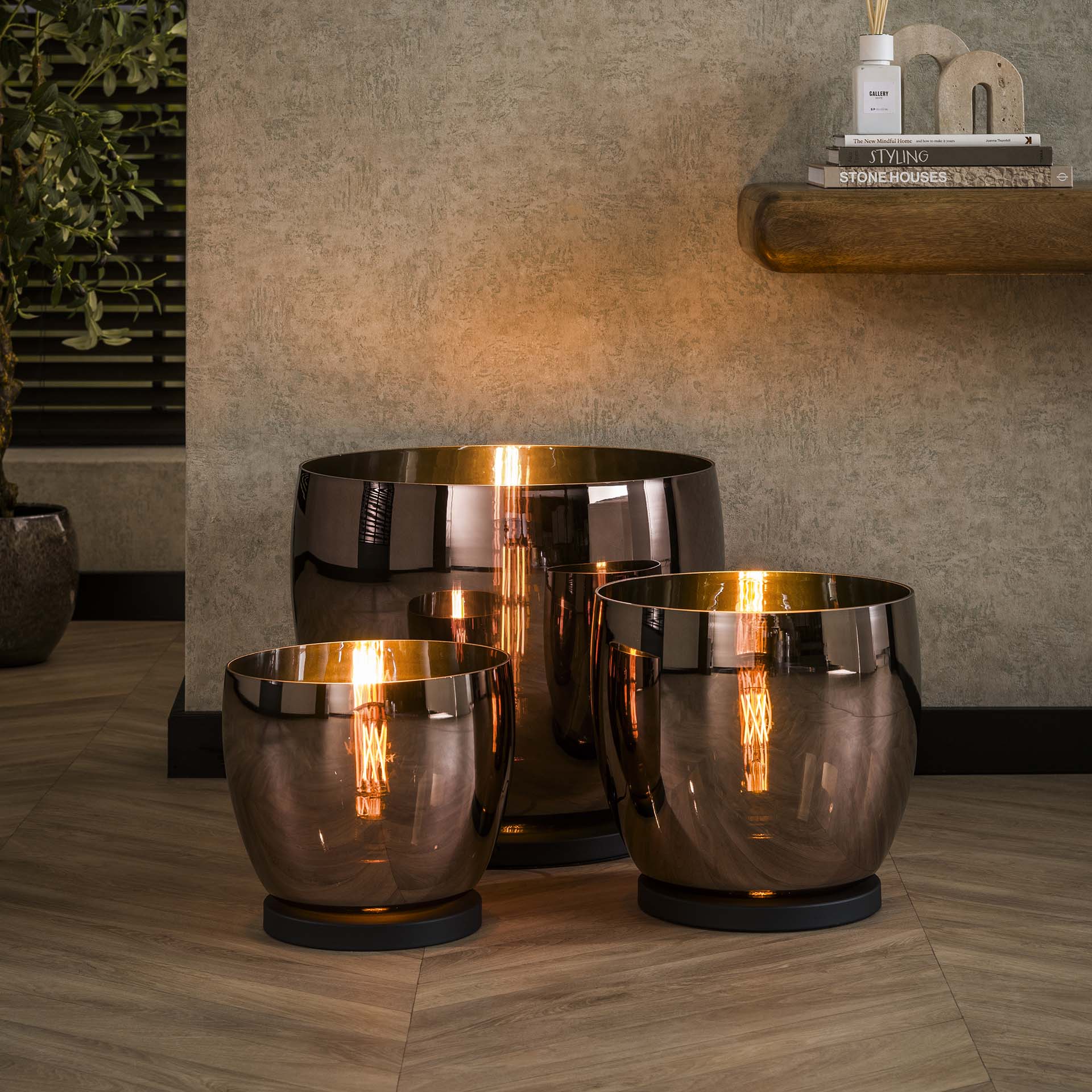 Vloerlamp UP XXL / Copper color glas