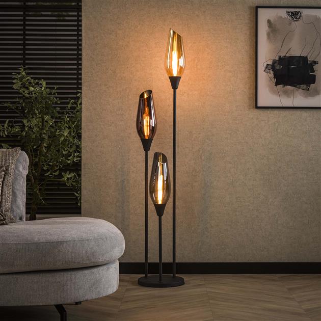 Vloerlamp cocoon mix glass  / Zwart