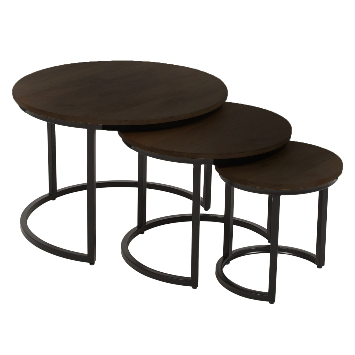 Salontafel Set van 3 Pluto Zwart 61cm dia