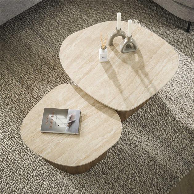 Salontafel set/2 Romano kiezel / Ceramic travertine