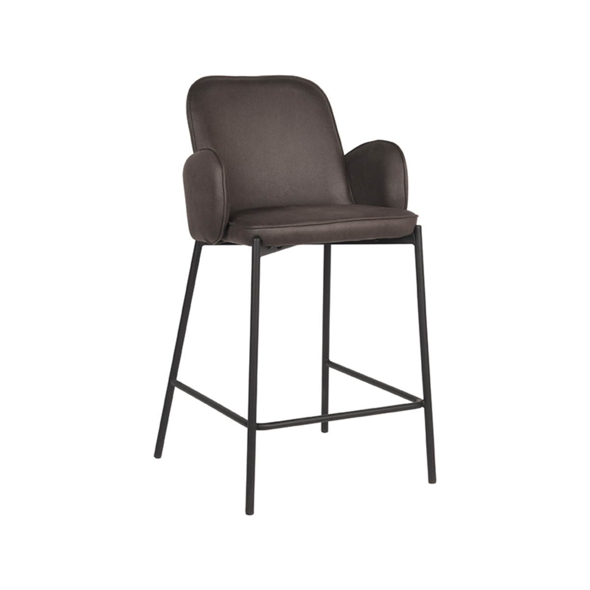 Set V 2 - D-MAXX Barkruk Jari - Antraciet - Microfiber - Zithoogte 65