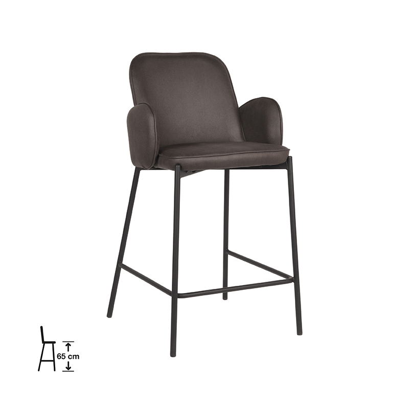 Set V 2 - D-MAXX Barkruk Jari - Antraciet - Microfiber - Zithoogte 65