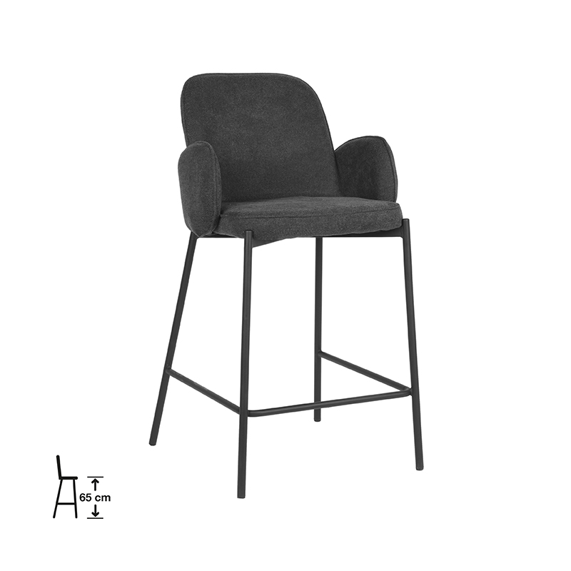 Set V 2 - D-MAXX Barkruk Jari - Antraciet - Weave - Zithoogte 65
