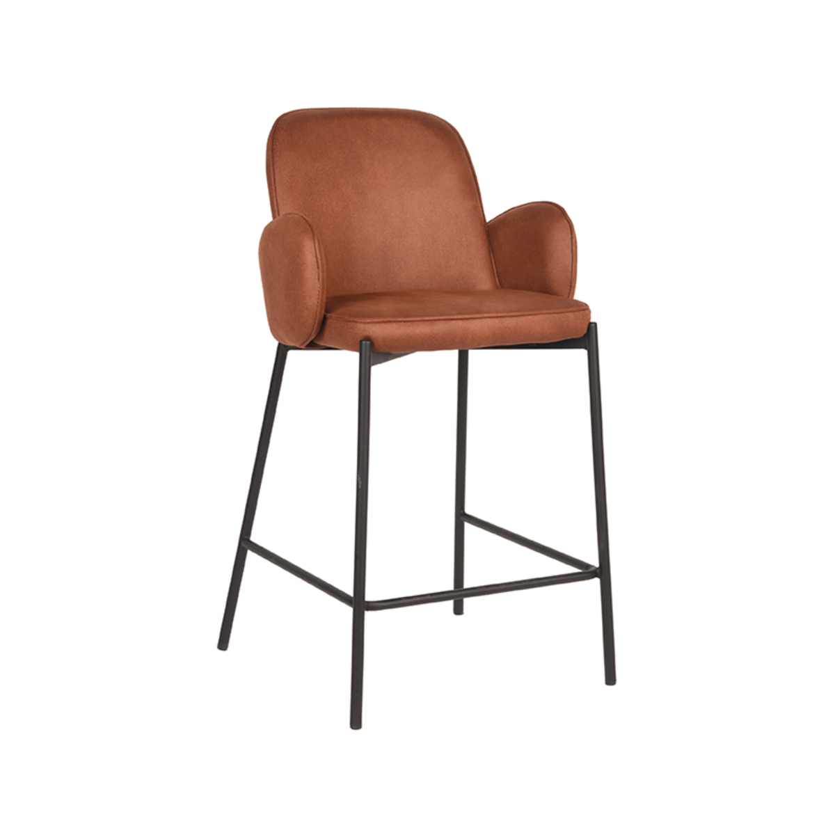Set V 2 - D-MAXX Barkruk Jari - Cognac - Microfiber - Zithoogte 65