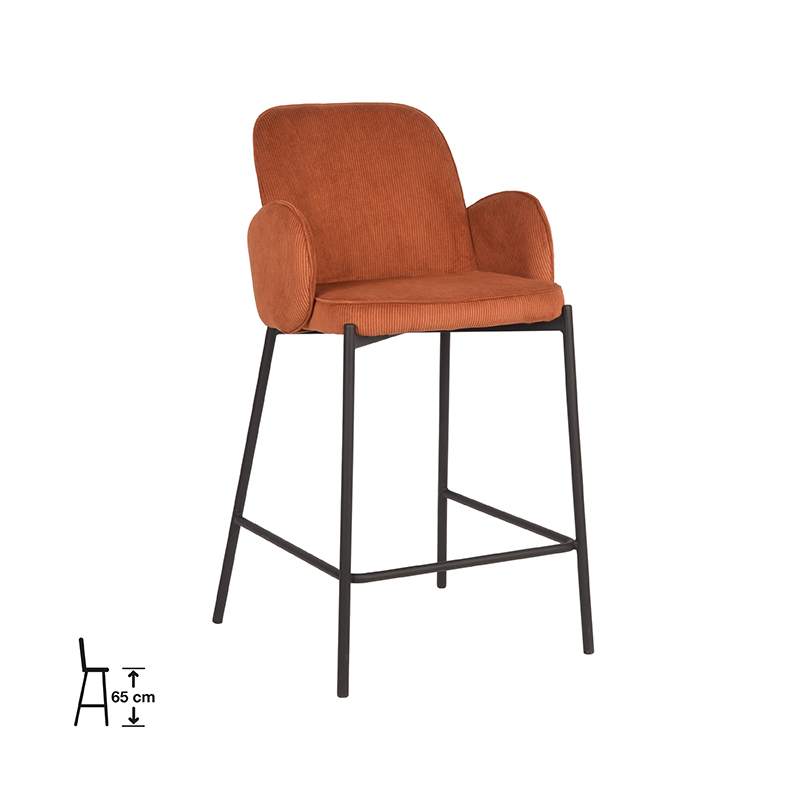 Set V 2 - D-MAXX Barkruk Jari - Rust - Ribcord - Zithoogte 65