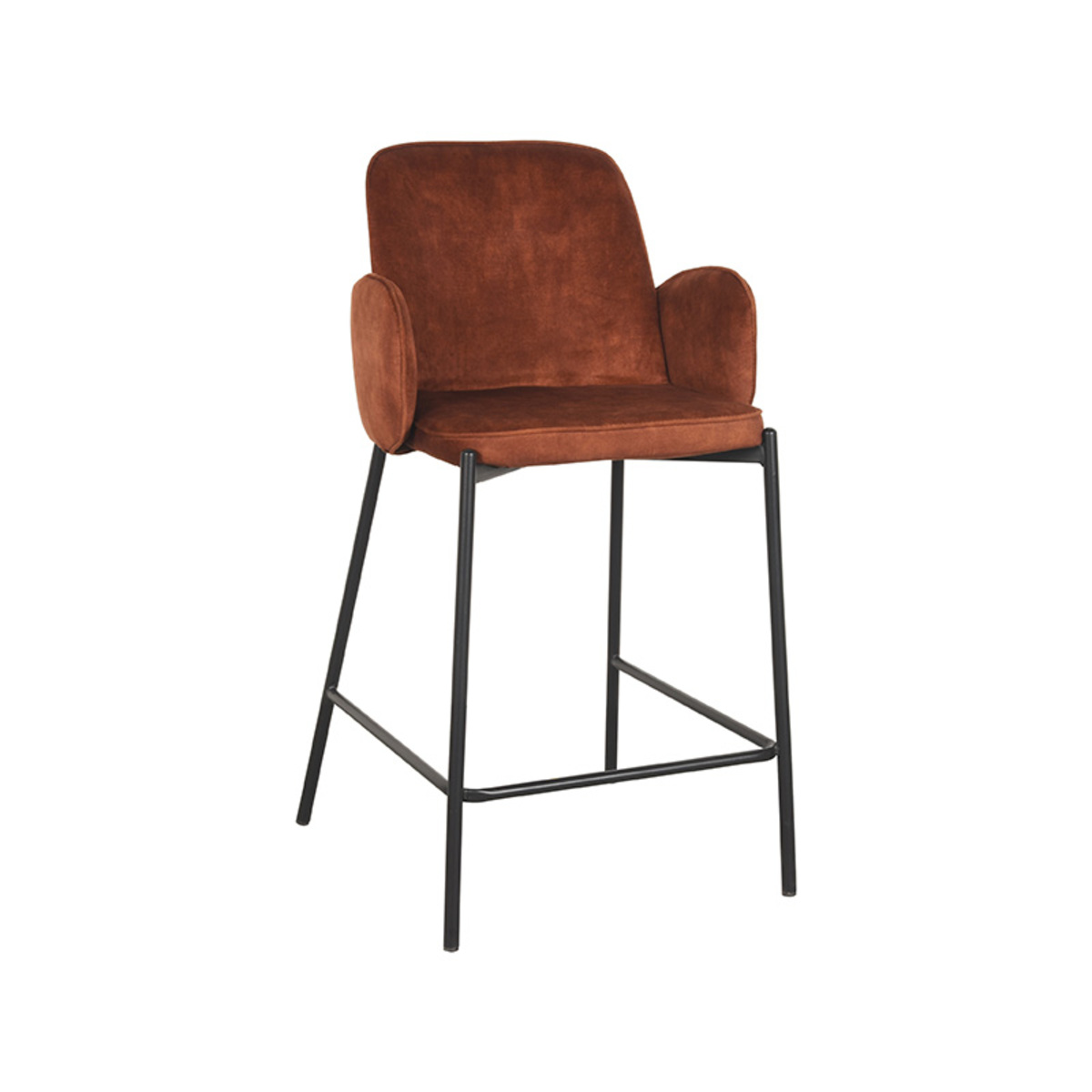 Set V 2 - D-MAXX Barkruk Jari - Rust - Velours - Zithoogte 65