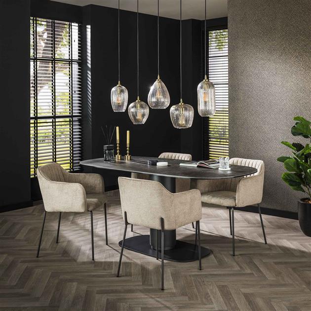 Showroommodel, zelf afhalen! Eetkamertafel 180 kolom ceramic / Ceramic natural black