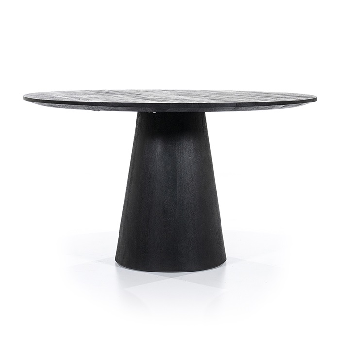 Showroommodel, zelf afhalen!  Eettafel Aron rond 130 - zwart