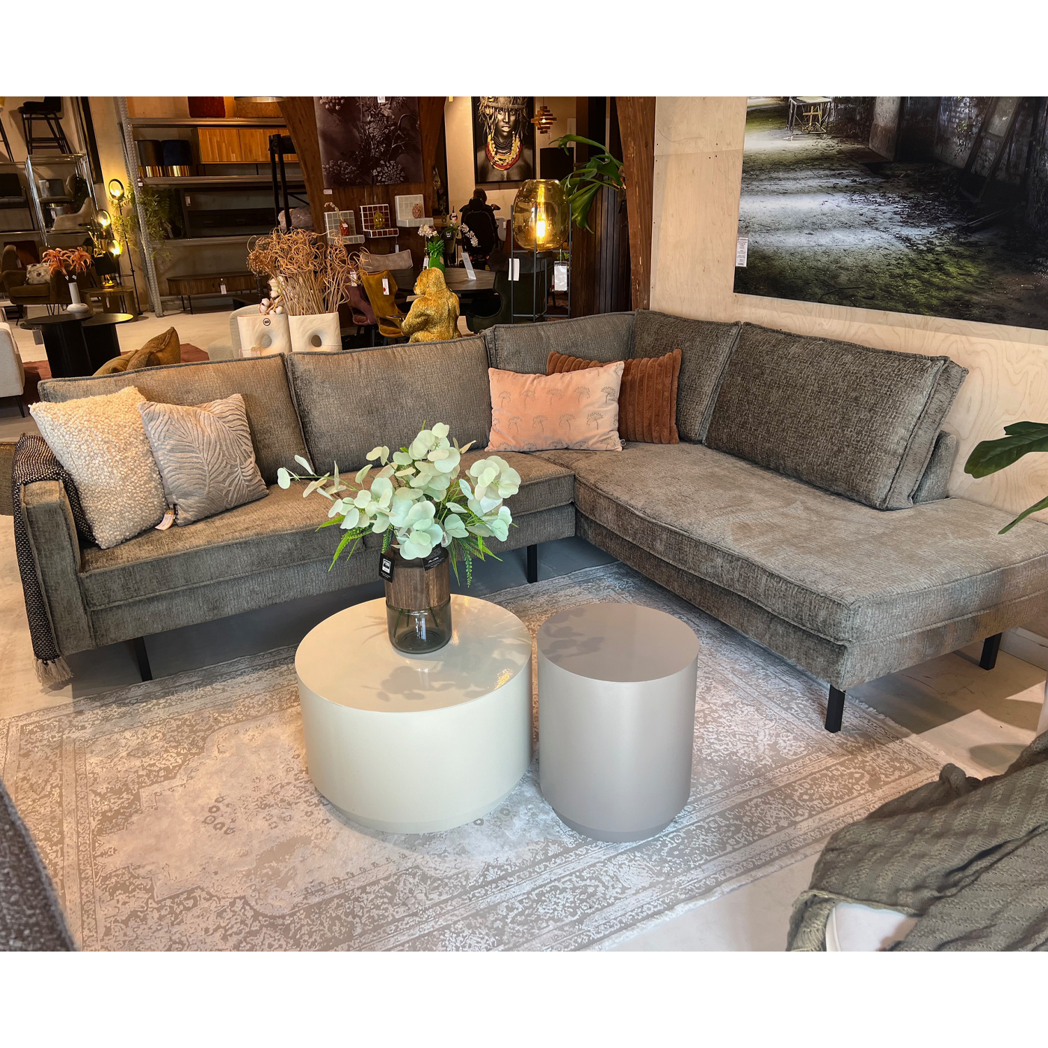 Showroommodel, zelf afhalen! Rodeo Hoekbank Rechts Structure Velvet Frost