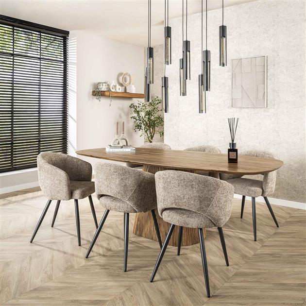 Eettafel Wave centrale poot 215 cm / Massief mango zandkleur