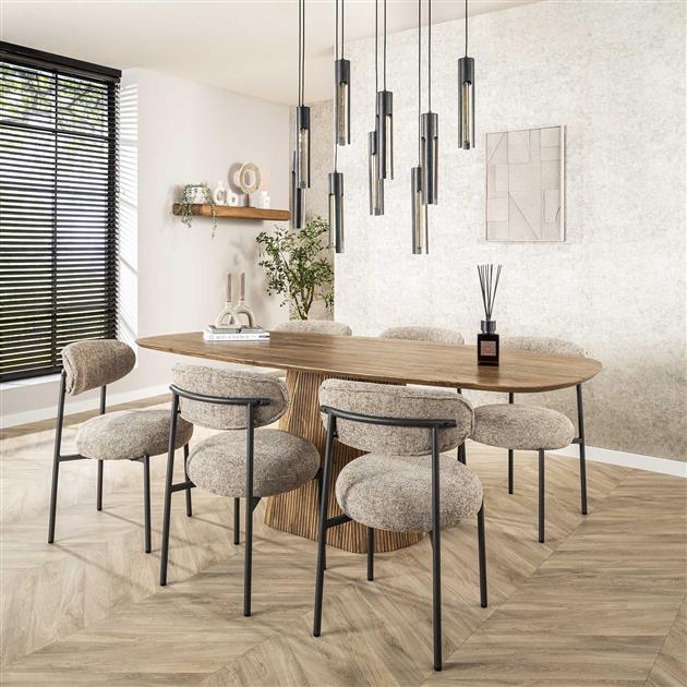 Eettafel Wave centrale poot 215 cm / Massief mango zandkleur