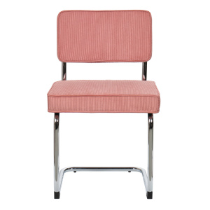 Showroommodel, zelf afhalen! Eetkamerstoel Bauhaus Chrome Rib Roze