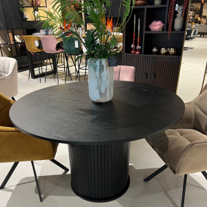 Showroommodel, zelf afhalen! Eettafel Nola Rond Zwart 120