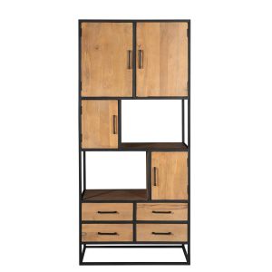 Vakkenkast Denver Mangohout en staal 90 cm
