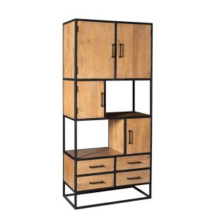 Vakkenkast Denver Mangohout en staal 90 cm